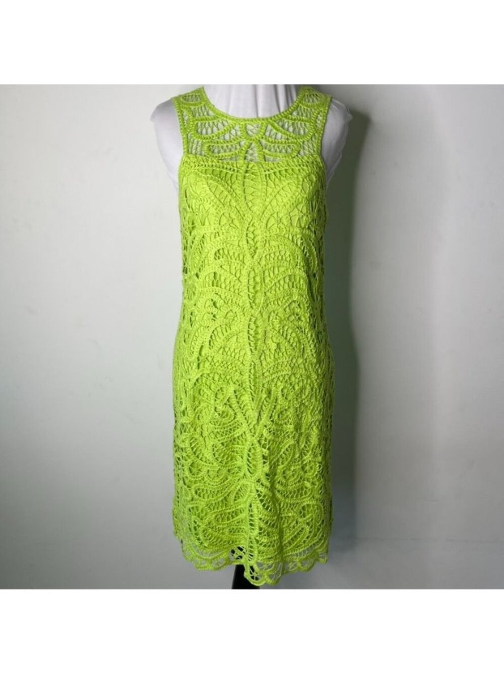 NWT Lilly Pulitzer Siesta Shift Dress Matcha Green Knit Battenburg Lace Size 4